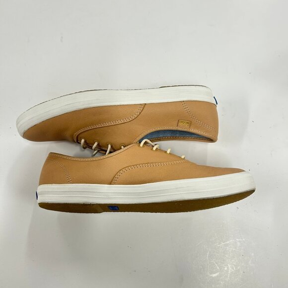 Keds Size 9 Leather Lace Up Sneakers Tan Neutral Casual Classic Chic - Picture 5 of 11